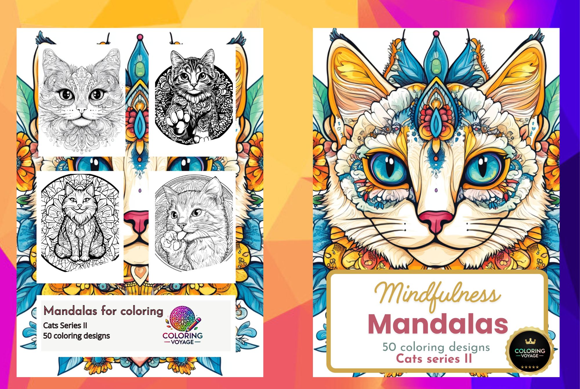 Cats coloring book for aduls series II