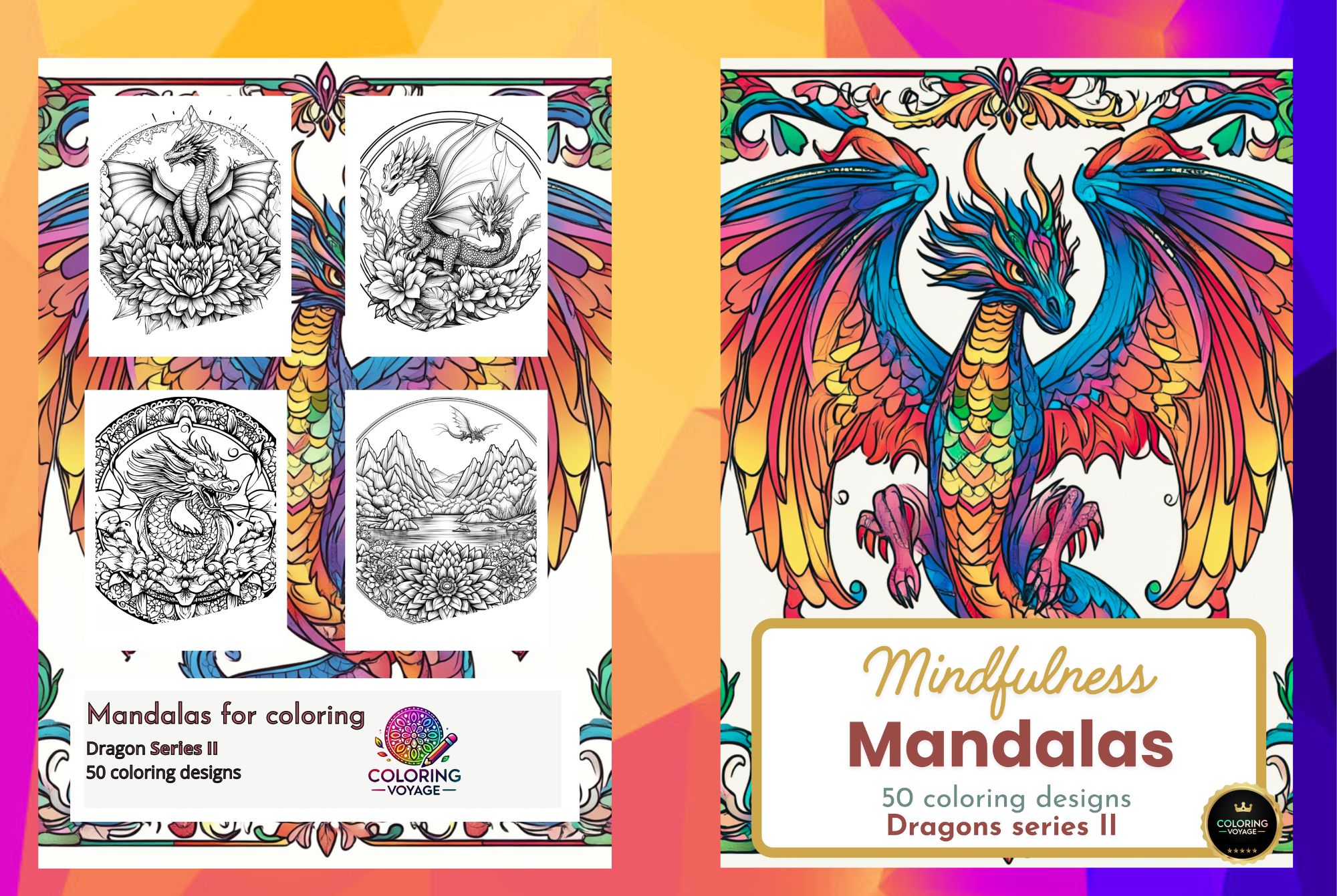 Dragons series 2 mandala coloring book