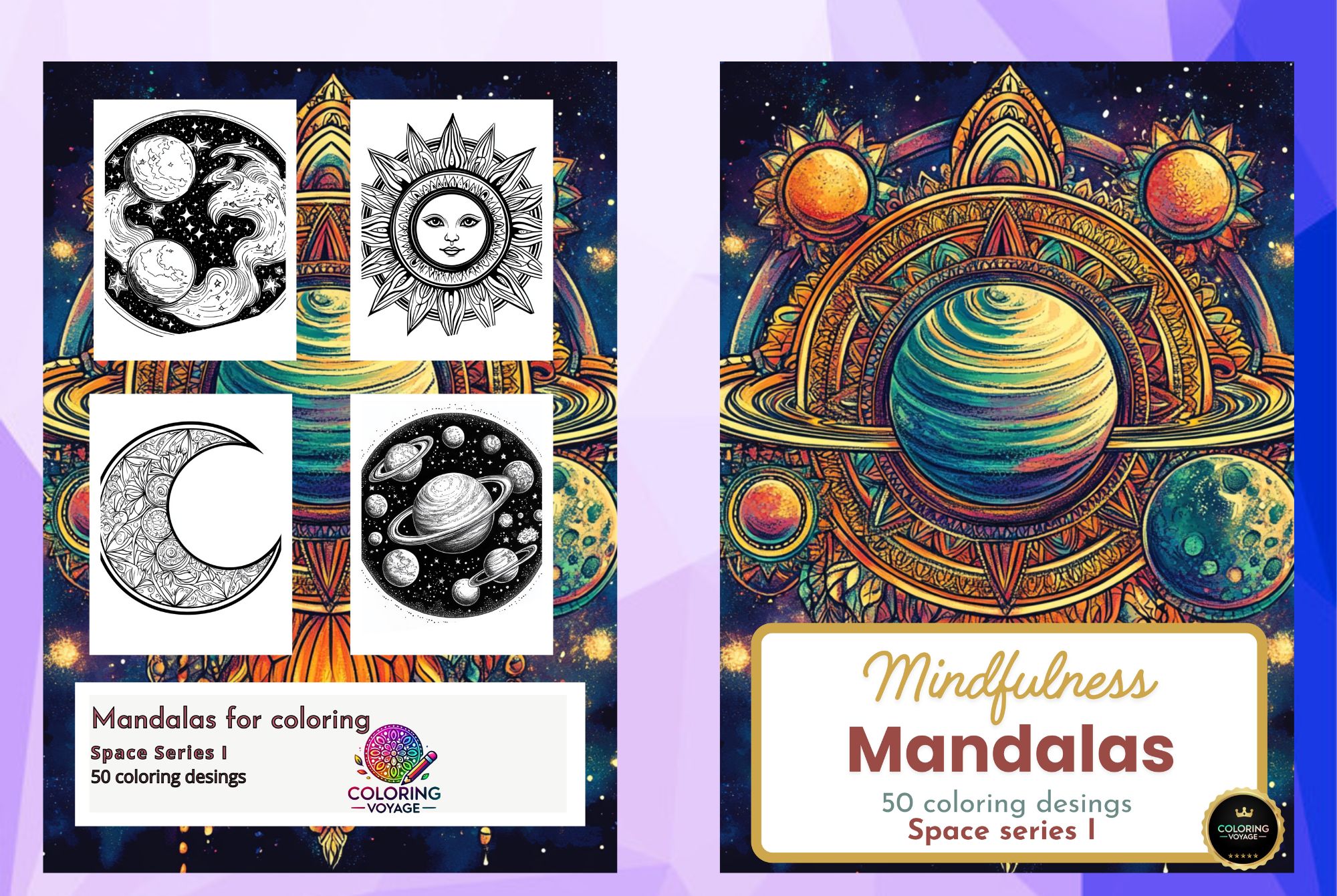 Space coloring book for Adult Mandala